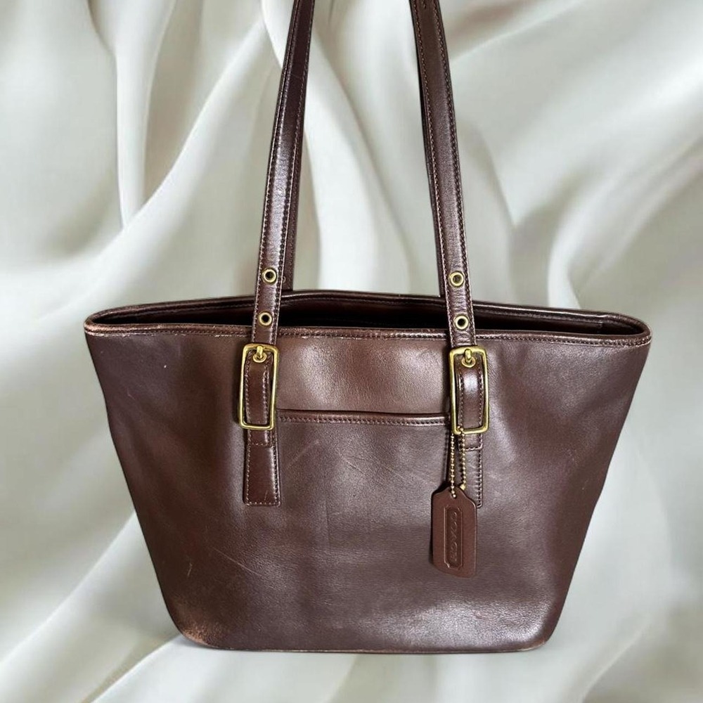 Coach 9846 dark brown mini market tote brass buckle hardware y2k mcbling